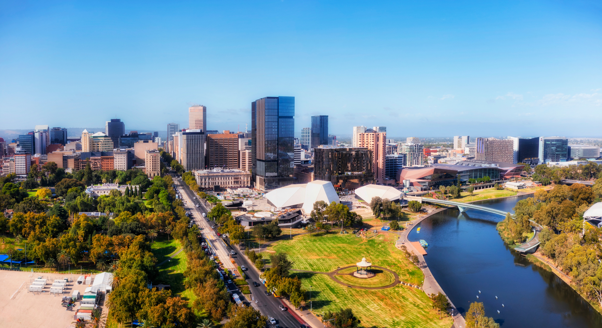 Adelaide city skyline and parklands