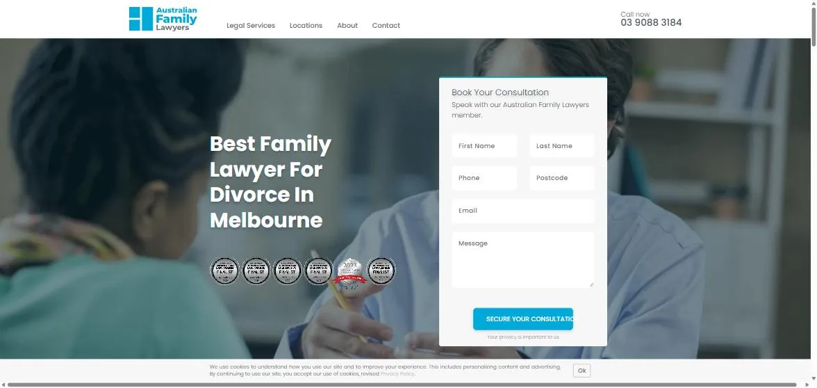 Australian Family Lawyers campaign landing page for divorce in Melbourne