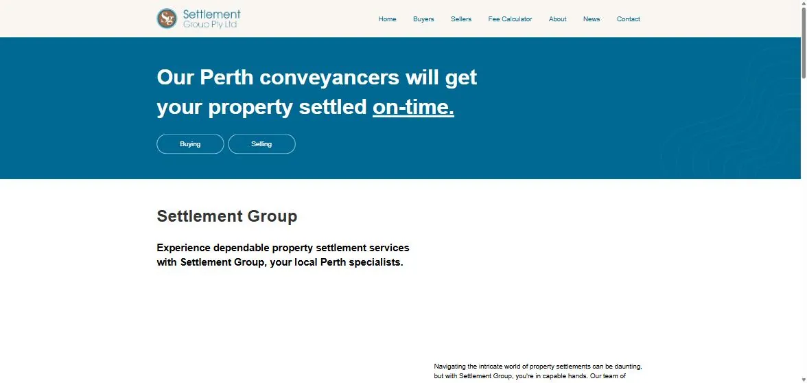 Settlement Group Perth conveyancing page above the fold
