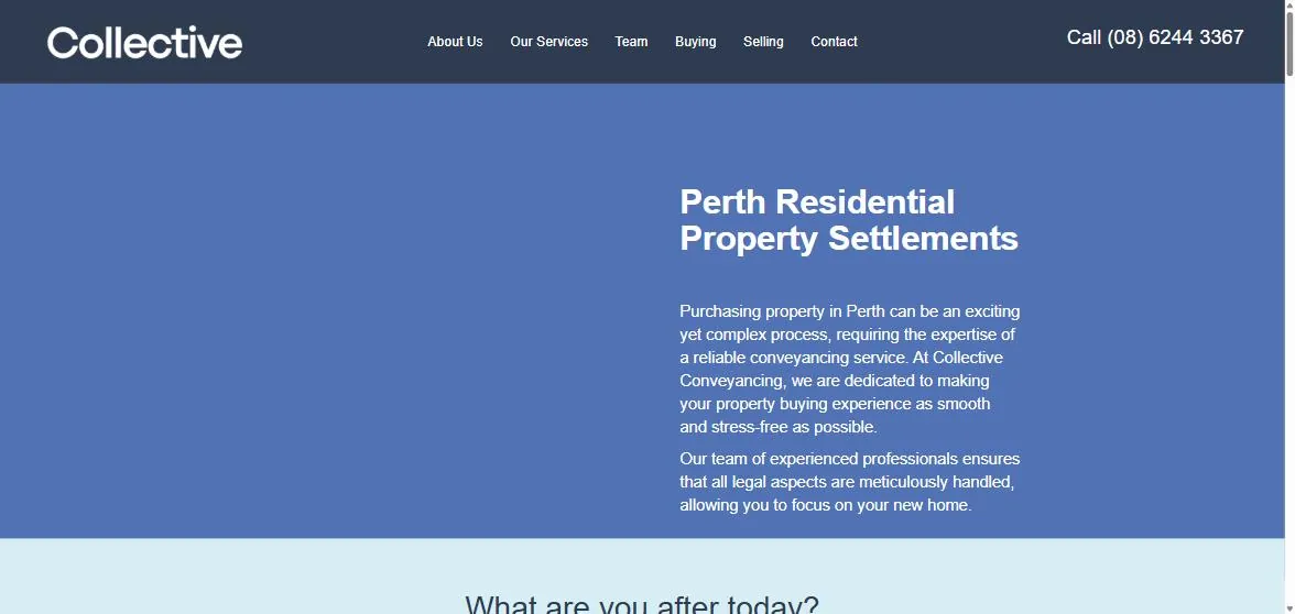 Collective Conveyancing Perth residential settlements page above the fold