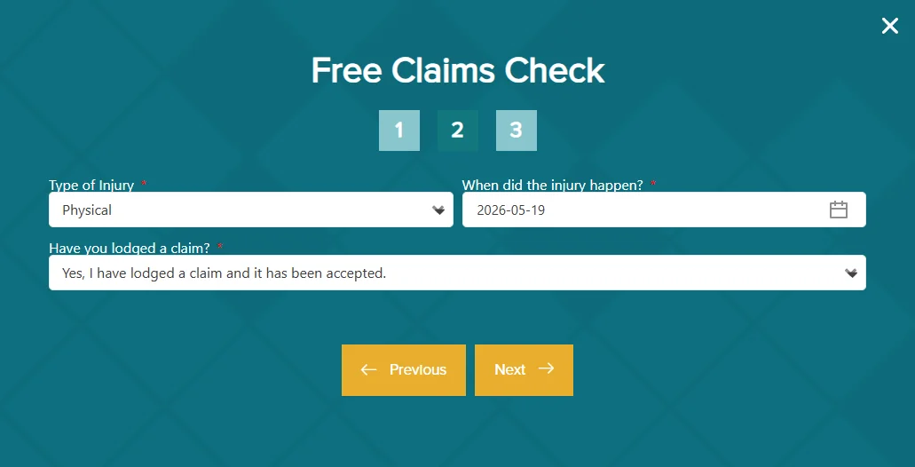 Client Pathway modal step guiding a prospect through qualification questions