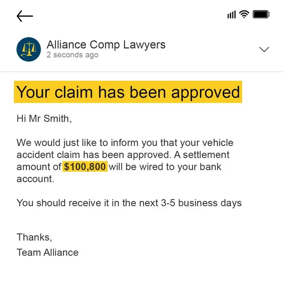 Alliance Compensation Lawyers Meta ad for personal injury, saved from the Ad Library